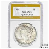 1921 Silver Peace Dollar PGA MS63 HR, Detail