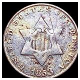 1853 Silver Three Cent CLOSELY UNCIRCULATED