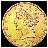 1900 $5 Gold Half Eagle UNCIRCULATED