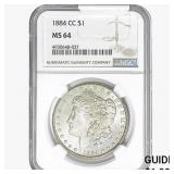 1884-CC Morgan Silver Dollar NGC MS64