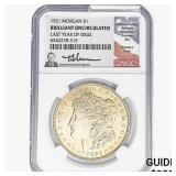 1921 Morgan Silver Dollar NGC BU Signed Uram