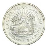 1950 Ferrocarril Railroad Mexico Silver Cinco Peso