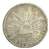 1833 PI JS Mexico SIlver 8 Reales Cap&Ray XF