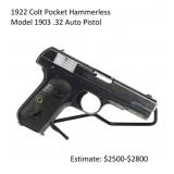 1922 Colt Pocket Hammerless Model 1903 .32 Auto