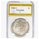 1880-S Morgan Silver Dollar PGA MS66 PL