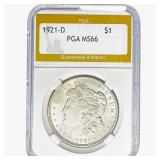 1921-D Morgan Silver Dollar PGA MS66