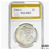 1902-S Morgan Silver Dollar PGA MS63