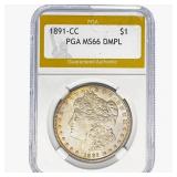 1891-CC Morgan Silver Dollar PGA MS66 DMPL