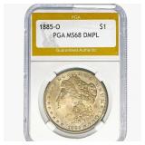 1885-O Morgan Silver Dollar PGA MS68 DMPL