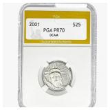 2001 1/4 oz Silver $25 ASE PGA PR70 DCAM