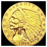 1914-D $2.50 Gold Quarter Eagle CHOICE AU