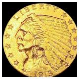 1913 $2.50 Gold Quarter Eagle CLOSELY UNCIRCULATED