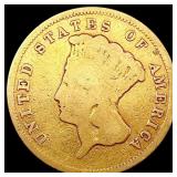 1857-S $3 Gold Piece NICELY CIRCULATED