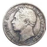 1847 F German States Wurtemburg SIlver 1/2 Gulden