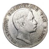 1862 German States Baden Silver Thaler XF