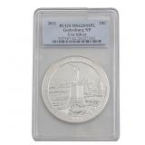 2011 5oz Silver 25C-Gettysburg NP PCGS MS62 DMPL