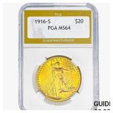 1916-S $20 Gold Double Eagle PGA MS64