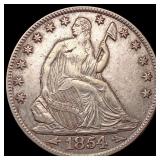 1854 Arrows Seated Liberty Half Dollar NEARLY UNCI