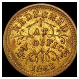 1863 Redeemed at my office  CLOSELY UNCIRCULATED