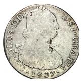 1807 Peru Silver 8 Reales Carlos IIII Chopmark XF