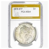 1878 8TF Morgan Silver Dollar PGA MS64