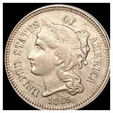 1865 Nickel Three Cent CLOSELY UNCIRCULATED