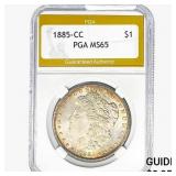 1885-CC Morgan Silver Dollar PGA MS65