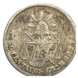 1884 CHa M Mexico Silver 50 Centavos Balanza XF