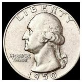 1950-D/S Washington Silver Quarter CLOSELY UNCIRCU