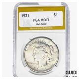 1921 Silver Peace Dollar PGA MS63 HR