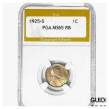 1925-S Wheat Cent PGA MS65 RB