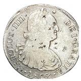 1809LIMA Peru Silver 8 Reales Carlos IIII Chopmark