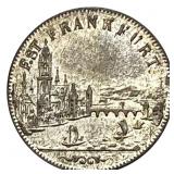 1853 Frankfurt Silver 6 Kreuzer City View AU+