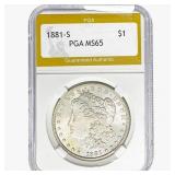 1881-S Morgan Silver Dollar PGA MS65