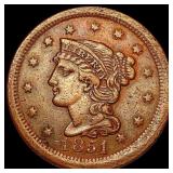 1851 Braided Hair Large Cent CLOSELY UNCIRCULATED