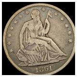 1861 Seated Liberty Half Dollar LIGHTLY CIRCULATED