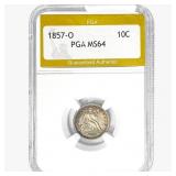 1857-O Seated Liberty Dime PGA MS64