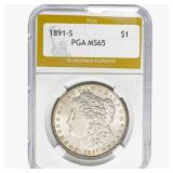 1891-S Morgan Silver Dollar PGA MS65