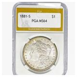 1881-S Morgan Silver Dollar PGA MS64