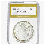 1881-S Morgan Silver Dollar PGA MS65 PL