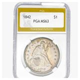 1842 Seated Liberty Dollar PGA MS63