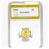 1995 1/10oz $5 AGE PGA PR70 DCAM