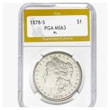 1878-S Morgan Silver Dollar PGA MS63 PL