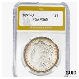 1891-O Morgan Silver Dollar PGA MS65