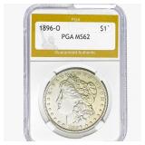 1896-O Morgan Silver Dollar PGA MS62