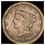 1854 Braided Hair Half Cent HIGH GRADE