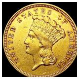 1854 $3 Gold Piece CHOICE AU