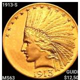 1913-S $10 Gold Eagle CHOICE BU