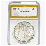 1881-S Morgan Silver Dollar PGA MS64