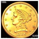 1886 $2.50 Gold Quarter Eagle CHOICE BU